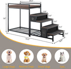 Dog/Cat Window Perch with Stairs and Seat Cushion, Pet Bunk Bed with Storage Drawers, Bedside Dogs Cot for Small, Medium Cats &