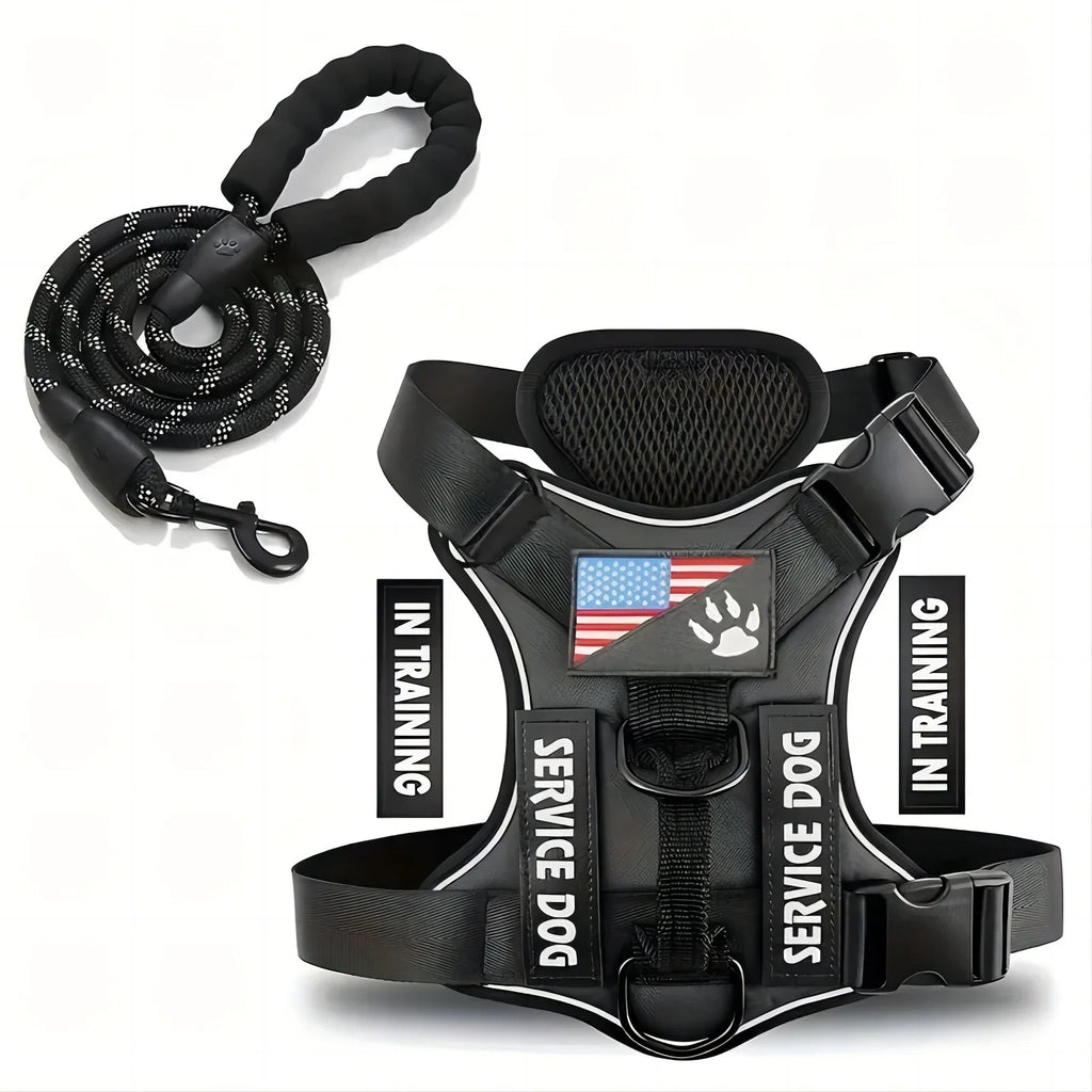 Dog Harness And Leash Set, Escape Proof No Pull Dog Vest Harness With Reflective Dog Walking Traction Rope