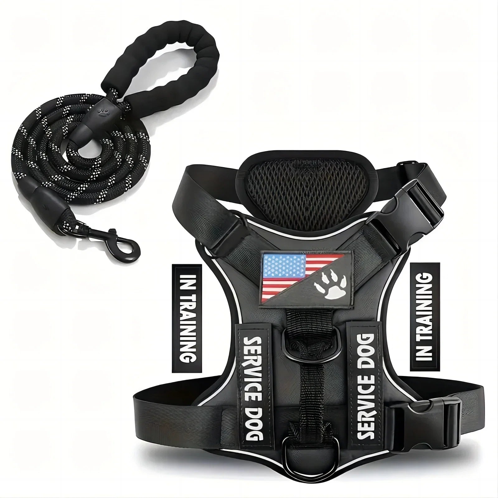 Dog Harness And Leash Set, Escape Proof No Pull Dog Vest Harness With Reflective Dog Walking Traction Rope