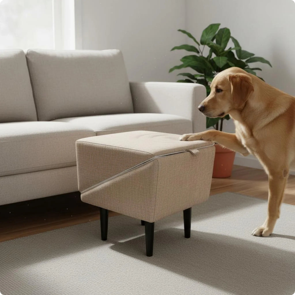 Dog Stair Ramp Combo 2-in-1 Foldable Dog Ramp Wooden Pet Step Stool Non-Slip Stable Base for Small Dogs