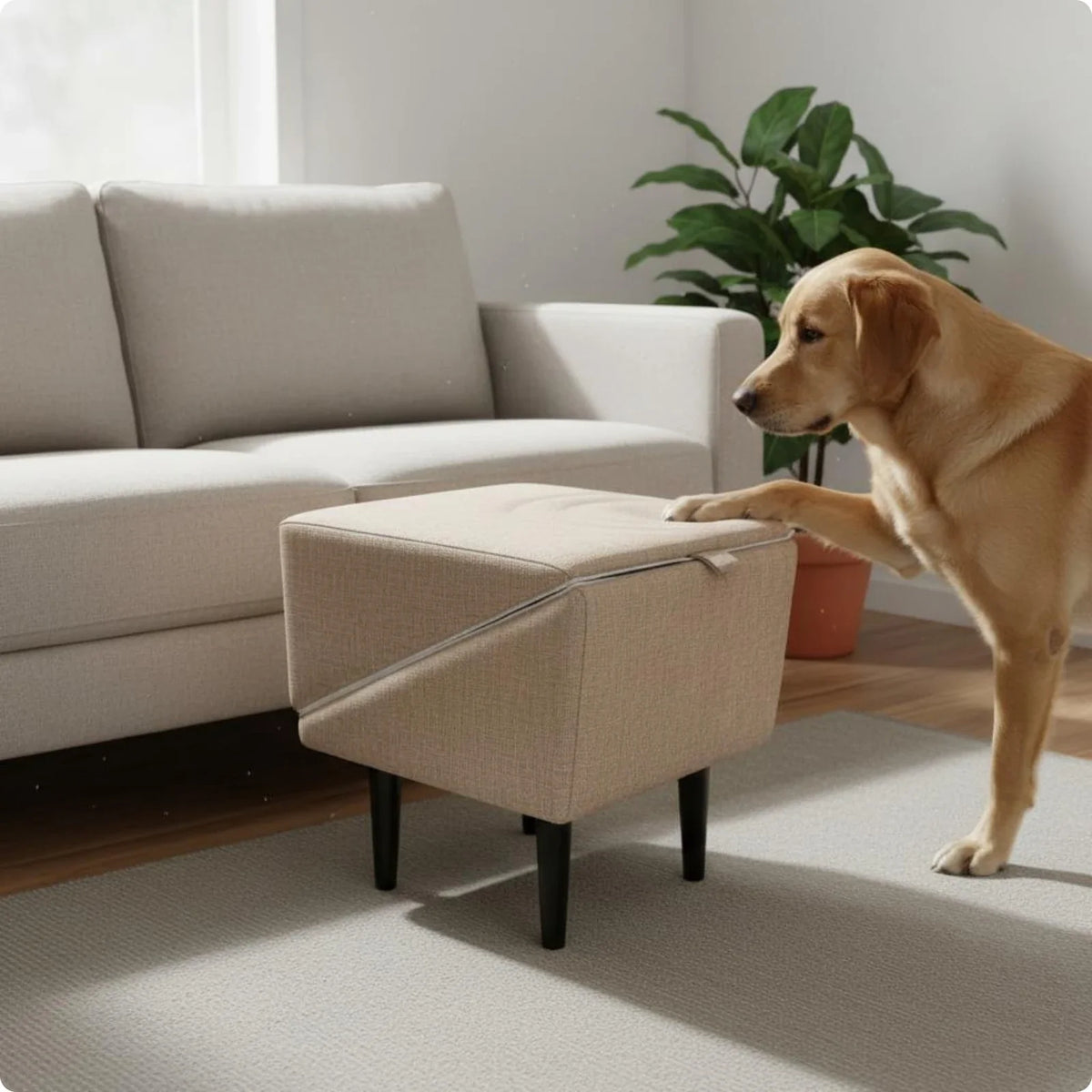 Dog Stair Ramp Combo 2-in-1 Foldable Dog Ramp Wooden Pet Step Stool Non-Slip Stable Base for Small Dogs