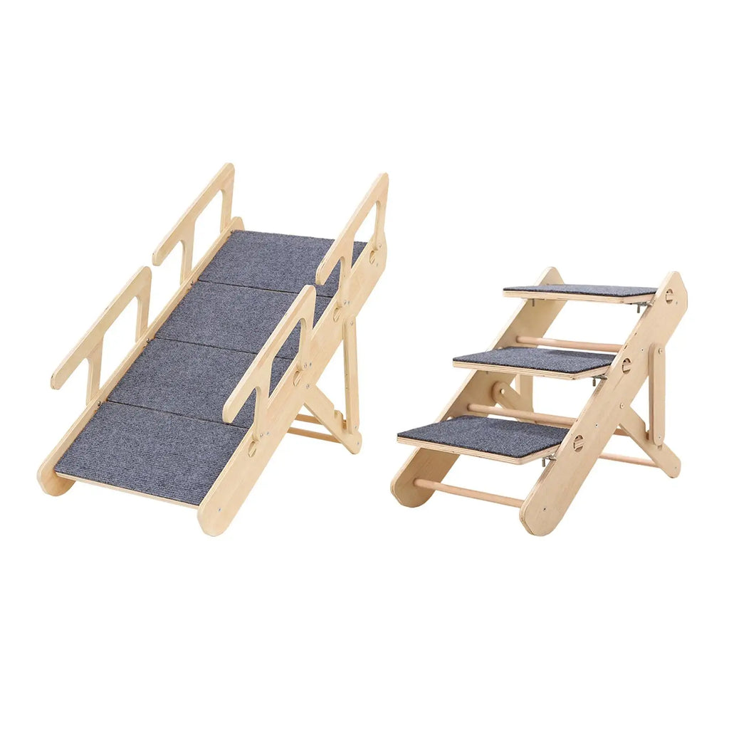 Wooden Dog Stairs Foldable Pet Ramp Portable Steps Sturdy Ladder for Animals Climbing High Beds Couches and Cars