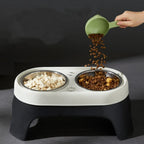 Elevated Pet Bowl Anti Knock Stainless Steel Food Cat Dog Feeding Bowls Double Bowl High Foot Leak Proof Pet Feeder Accessories