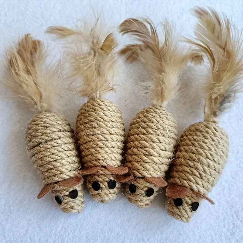 Sisal Mouse Cat Toy (1/4pcs)