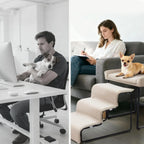 Dog Window Perch with Stairs, Pet Stairs Ramp with Seat, Dog Perch to Look Out Window with Ramp, Lounge Elevated Dogs Bed, Small
