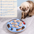 2-in-1 Cat Treat Puzzle Feeder Non-Slip Smart Cat Puzzle Toy Interactive Cat Turntable Slow Food Dispenser for Cats and Dogs