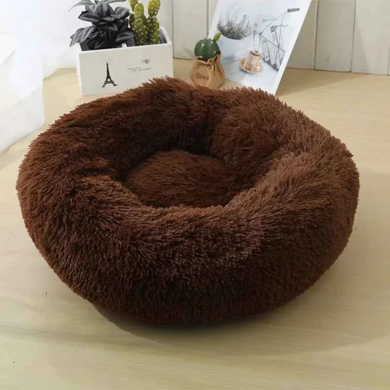 Round pet bed for anxious pets - Plush and calming