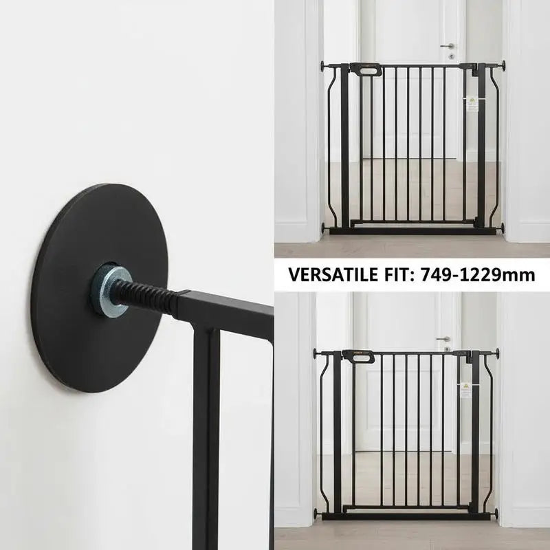 Baby Gate, 29.5"-46.4" Extra Wide, 30" High, Dog Gate for Stairs Doorways and House, Easy Step Walk Thru Auto Close Child Gate Pet Security Gate with Pressure Mount Kit and Wall Mount Kit, Black
