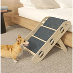 Solid Wood Folding Climbing Ladder for Elderly Dogs Anti-Slip Step Stool Pet Ramp for Sofa Bedside Strong Load-Bearing Dog Ramps