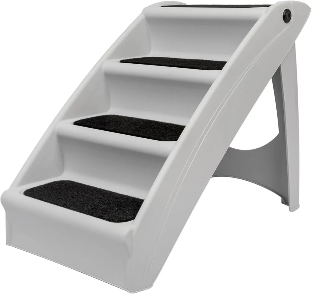 CozyUp foldable dog stairs portable pet steps for bed couch indoor outdoor use grey 25 inch