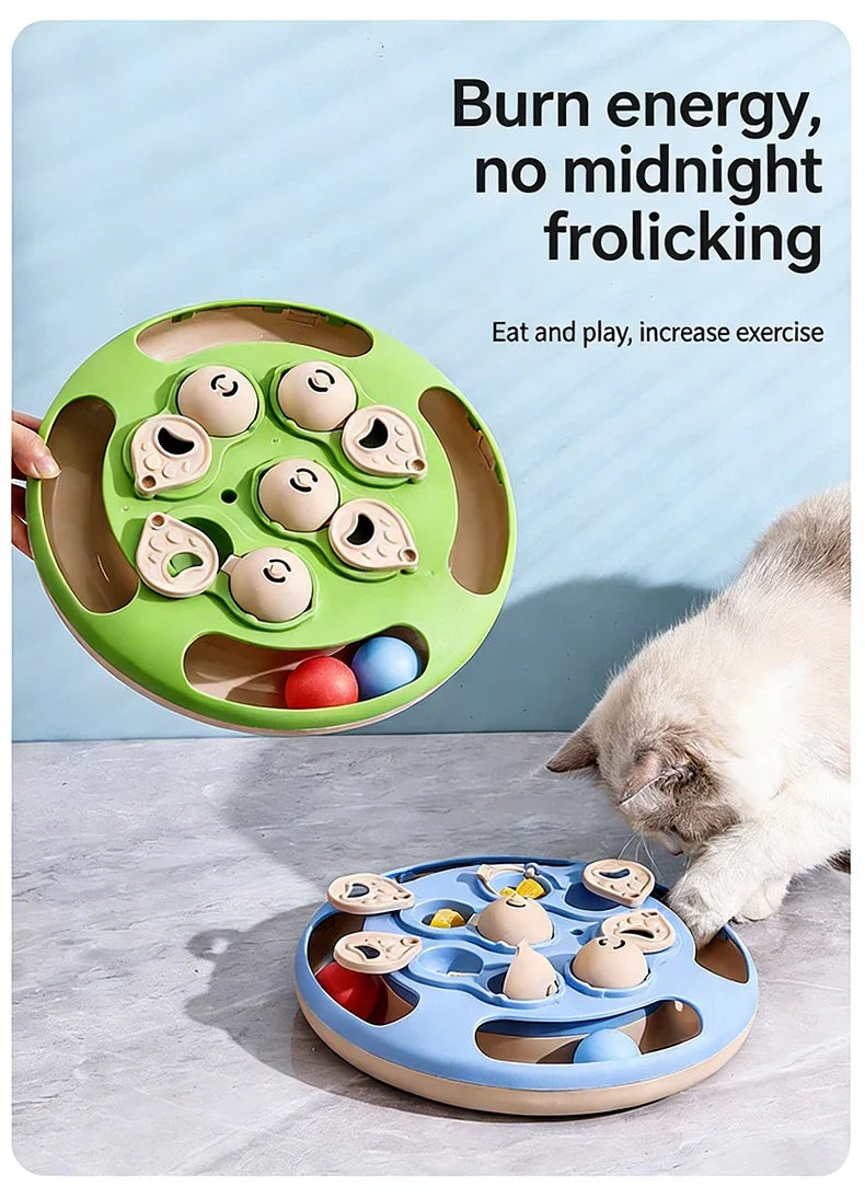 Smart Cat Puzzle Toy Slow Feeder Interactive Turntable Food Dispenser For Indoor Cats Anti-Boredom Pet Training Play Toy