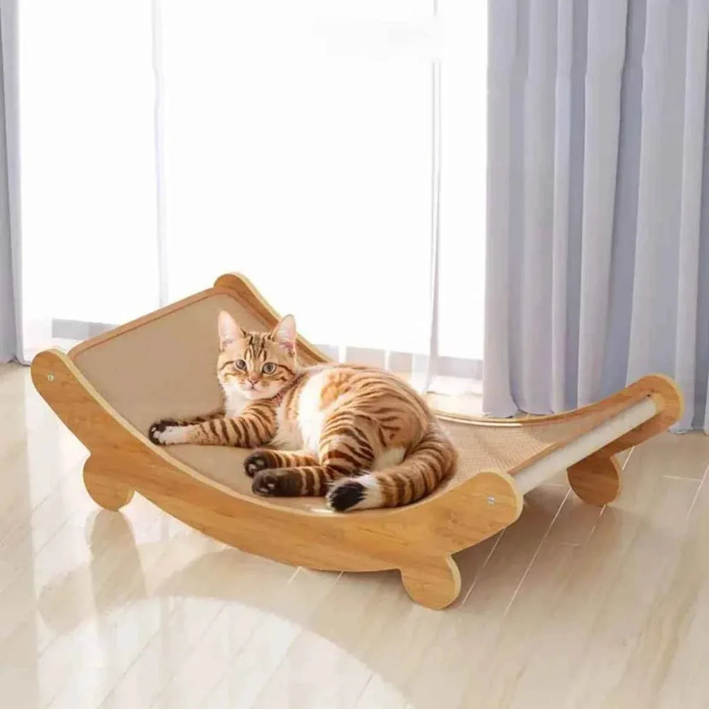 Wooden Cat Scratching Pad Bed – Detachable Wear-Resistant Scratch Board & Cat Lounge