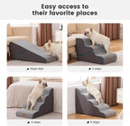 Dog Stairs for Small Dogs 16.5' H, 2 in 1 Transformable 3-Step Pet Stairs and ramp, Dog Steps for Couch (13-20 in) with Durable