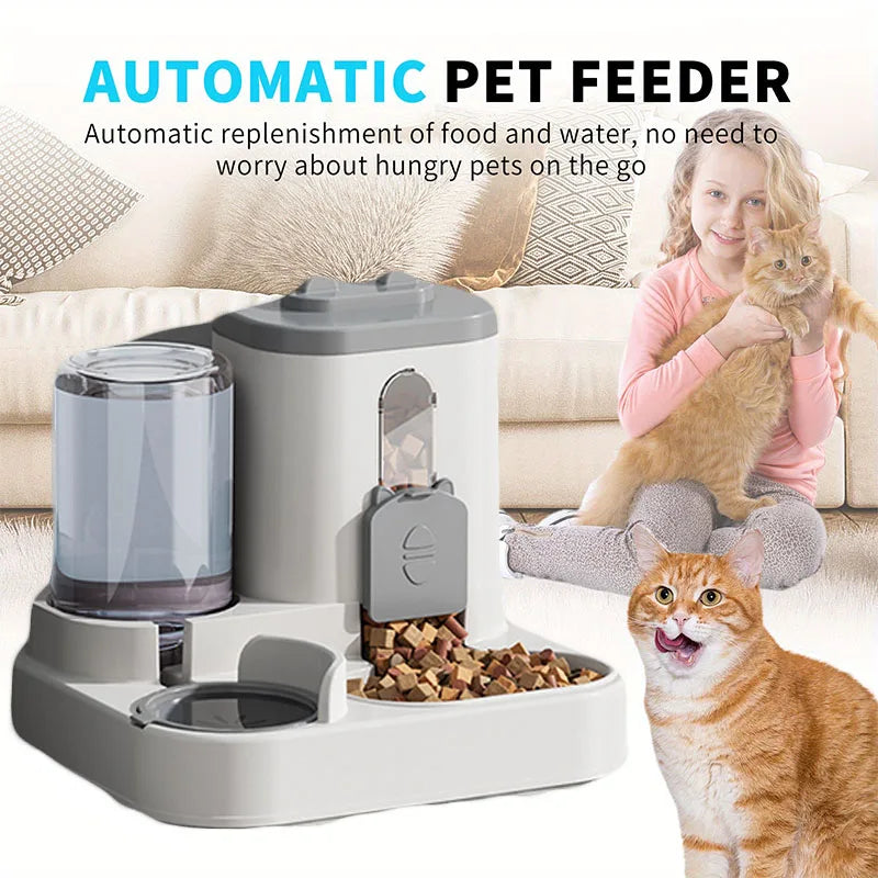 Automatic Cat & Dog Feeder Bowl with Water Fountain | Spill-Proof Pet Feeder