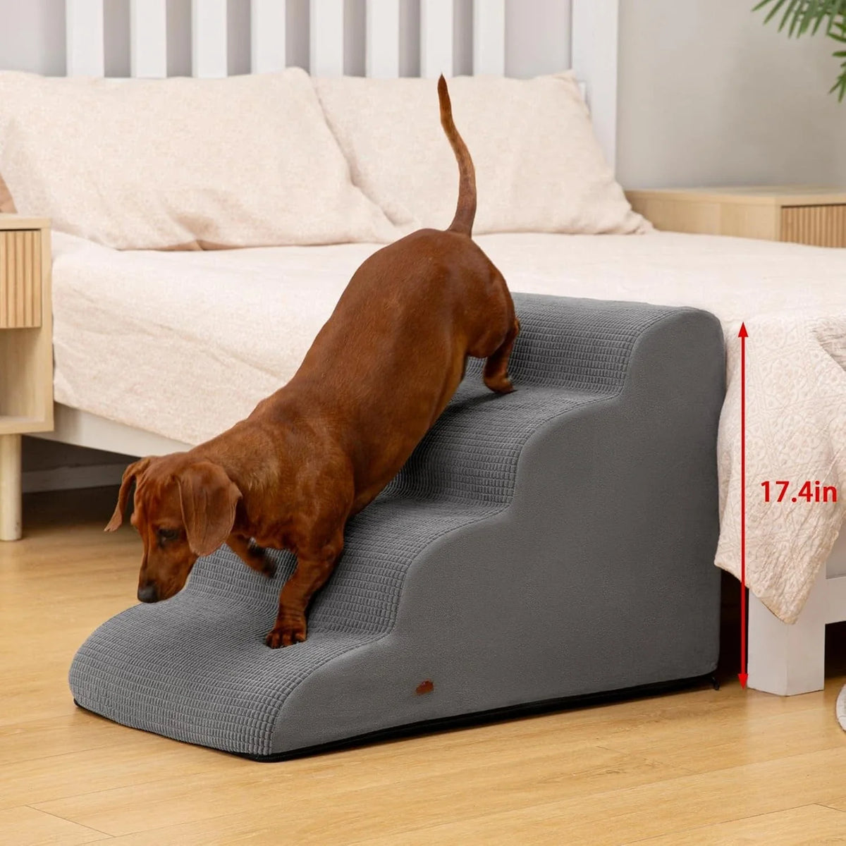 Dog Steps for Bed, 4-Step Dog Stairs Ramp for Small Dogs and Cats, Indoor Non-Slip Pet Stairs Suitable for Older, Short
