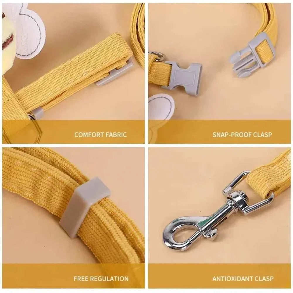 Adjustable Bee Cat Harness and Leash Set – Cartoon Double Layer Pet Vest