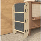 Solid Wood Folding Climbing Ladder for Elderly Dogs Anti-Slip Step Stool Pet Ramp for Sofa Bedside Strong Load-Bearing Dog Ramps