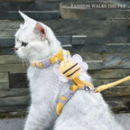 Adjustable Bee Cat Harness and Leash Set – Cartoon Double Layer Pet Vest