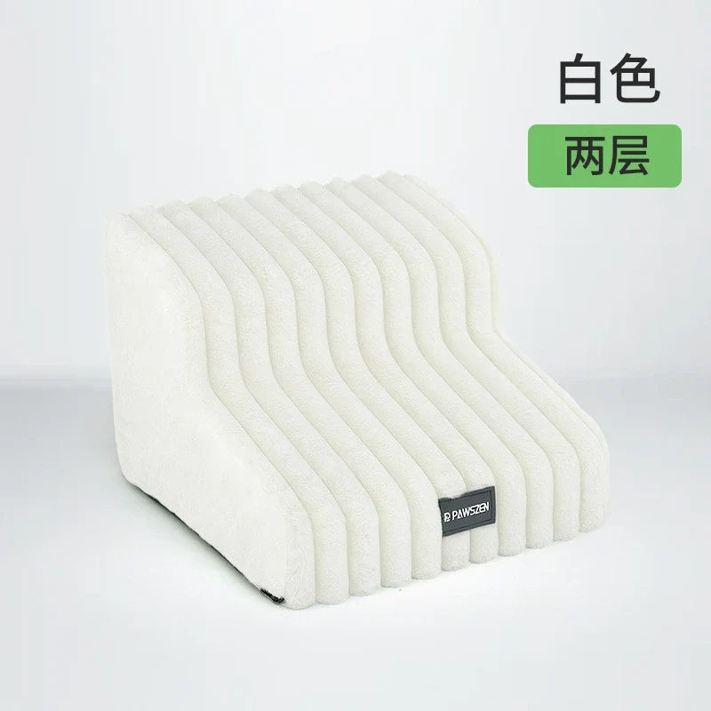Plush Dogs Ladder with 35° Slope Ramp Non-Slip High Resilience Sponge Steps Pets Stairs Bedside Ramp Dog Supplies Accessories