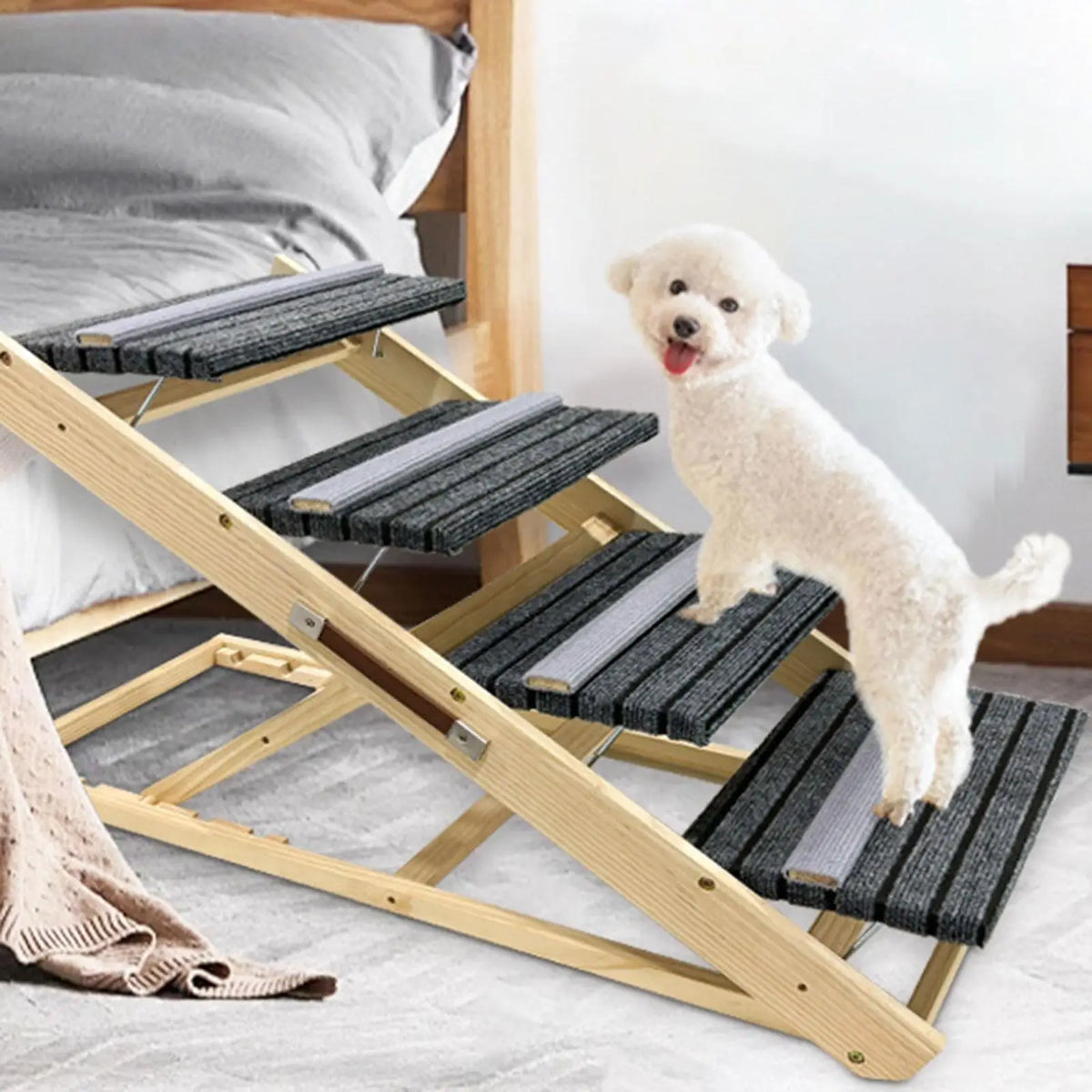 Wooden Pet Stairs Folding for Small and Older Animals Stable Dog Ramp Dog Ladder for SUV Climbing Sofa Trucks Indoor Cats
