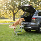 Dog Stairs for Car, 4 Steps Extra Wide Foldable Dog Ramp for Large Dogs with Non-Slip Surface, Portable Lightweight Pet Stairs Ladder for Car, SUV, Truck, High Bed, Sofa, Support up to 200 lbs