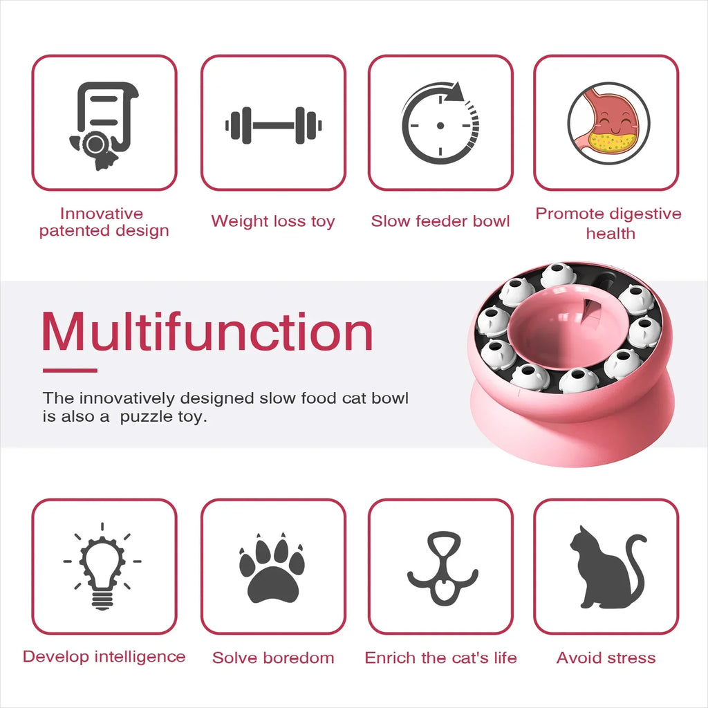 Cat Toys Slow Feeder Cat Bowl Interactive for Indoor Cats Cat Puzzle Feeder Pet Toy for Aid Pets Digestion & Mental Stimulation