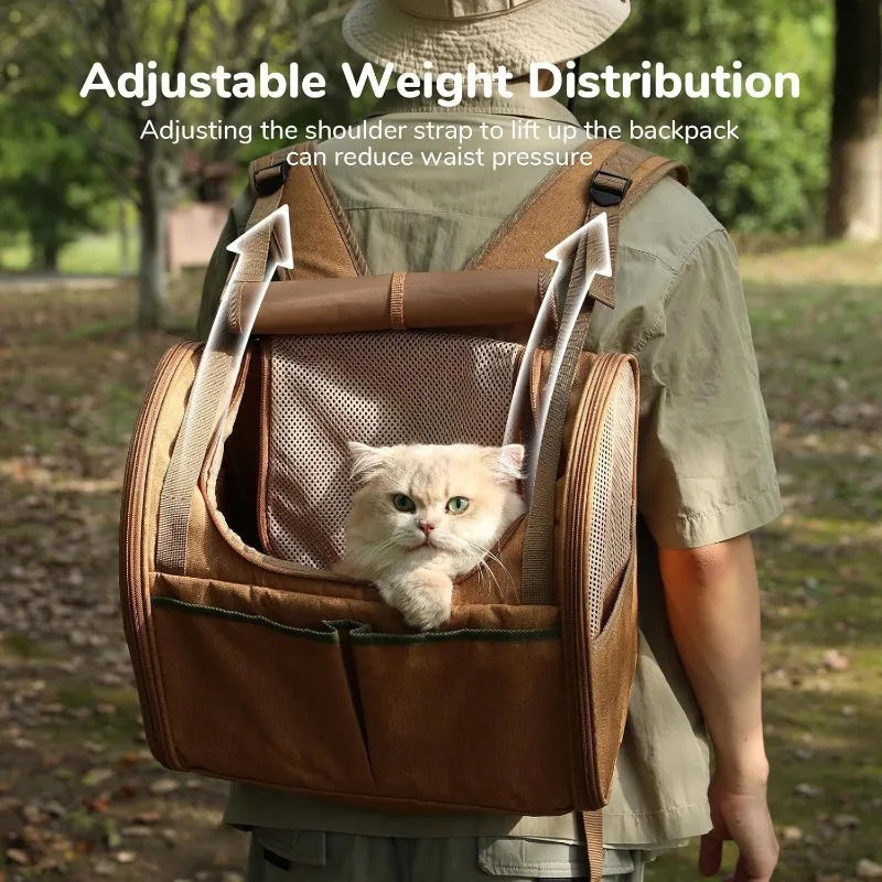 Expandable Pet Backpack Carrier with Breathable Mesh for Cats Small Dogs Puppies Backpack Portable Pet Carrier for Travel Hiking