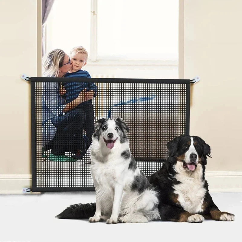 With 4Pcs Hook Pet Isolated Network Stairs Gate New Folding Breathable Mesh Playpen For Dog Safety Fence,Pet Dog Barrier Fences