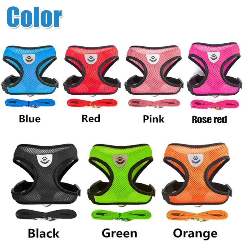 Breathable Mesh Cat Harness and Leash Set | Reflective Soft Vest for Small Cats and Dogs