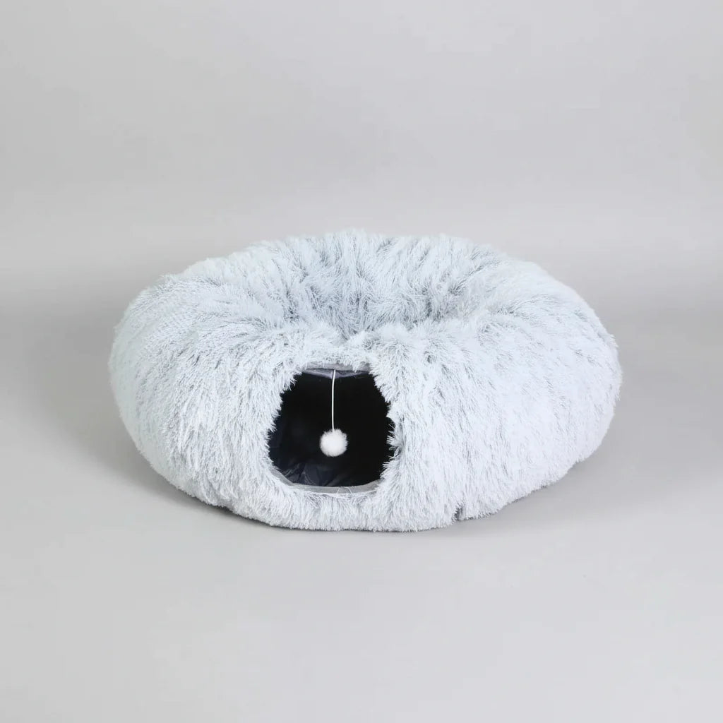 Plush Cat Tunnel Bed – 2-in-1 Cozy Sleeping Bed and Interactive Toy