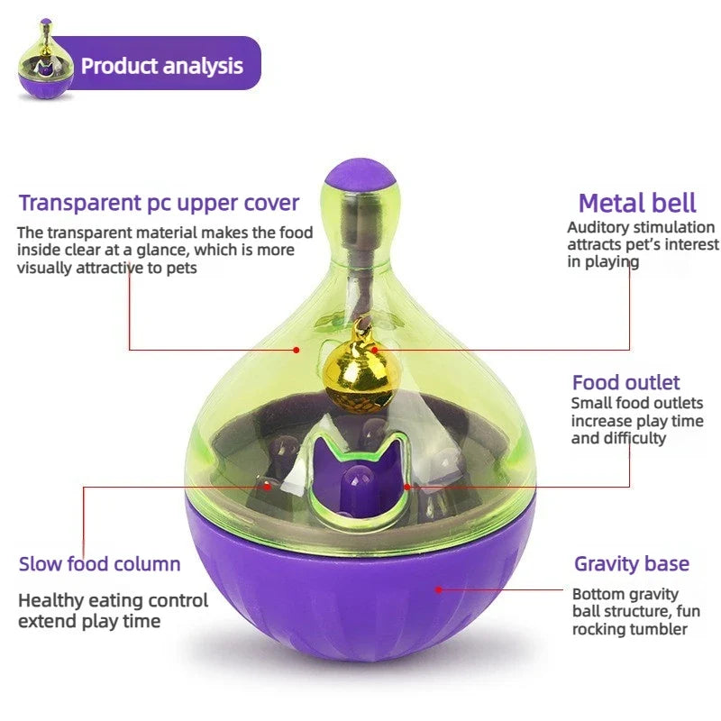 Interactive Pet Cat Dog Food Feeder Rolling Leakage Dispenser Tumbler Toy Cat Food Feeder Training Funny Toy Cat Pet Feeder