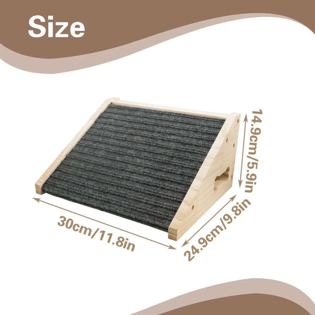 Wooden Dog Stair Ramp for Small to Medium Dogs, Indoor Pet Climbing Ladder with Anti-Slip Surface, Cat Ramp, Dark Grey and Wood