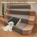 Wooden Dog Stair Ramp for Small to Medium Dogs, Indoor Pet Climbing Ladder with Anti-Slip Surface, Cat Ramp, Dark Grey and Wood