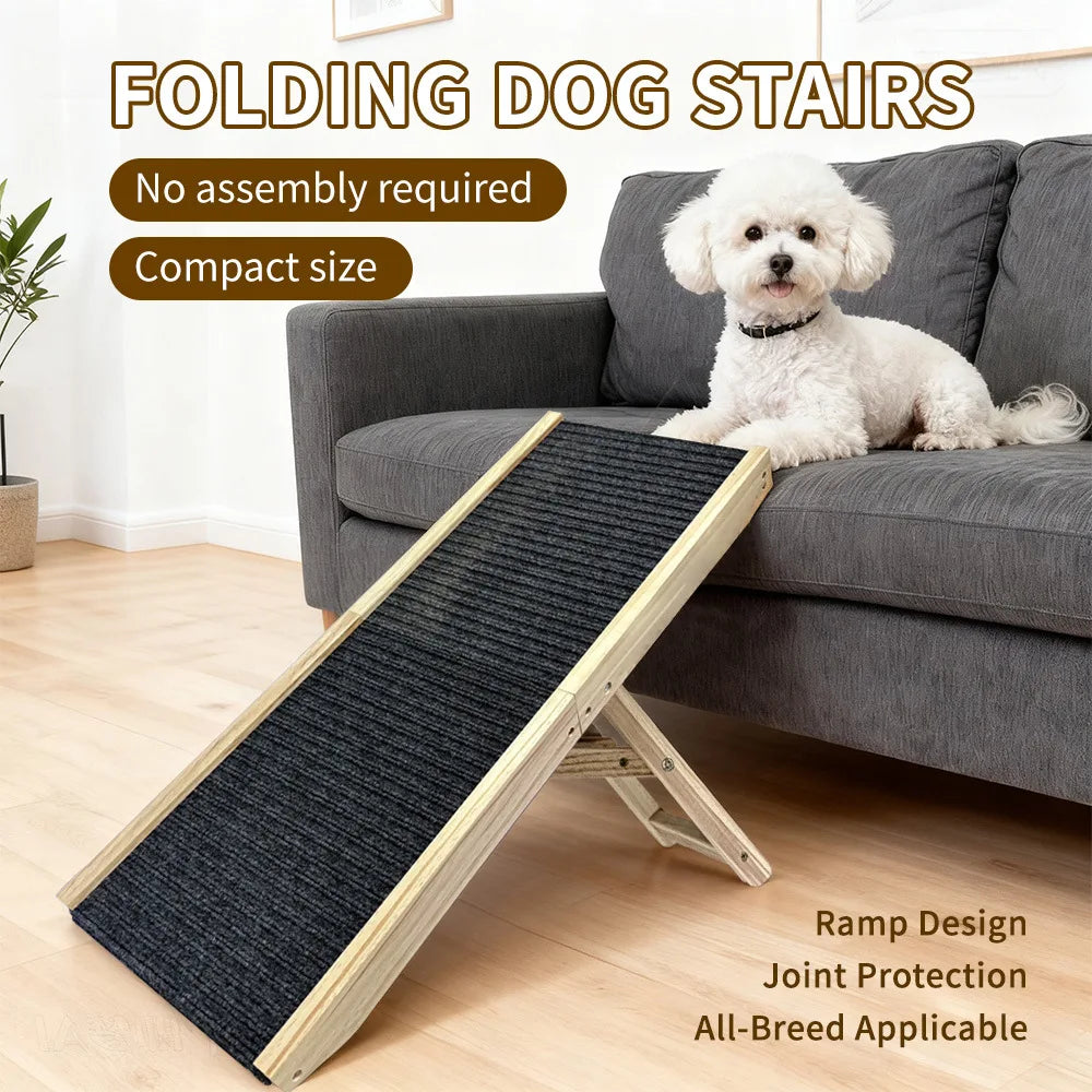 Dog Stairs Ramp Foldable Portable Pet Ladder Car Bed Sofa Step for Small Medium Senior Dogs Non Slip Lightweight Safe OutdoorUse