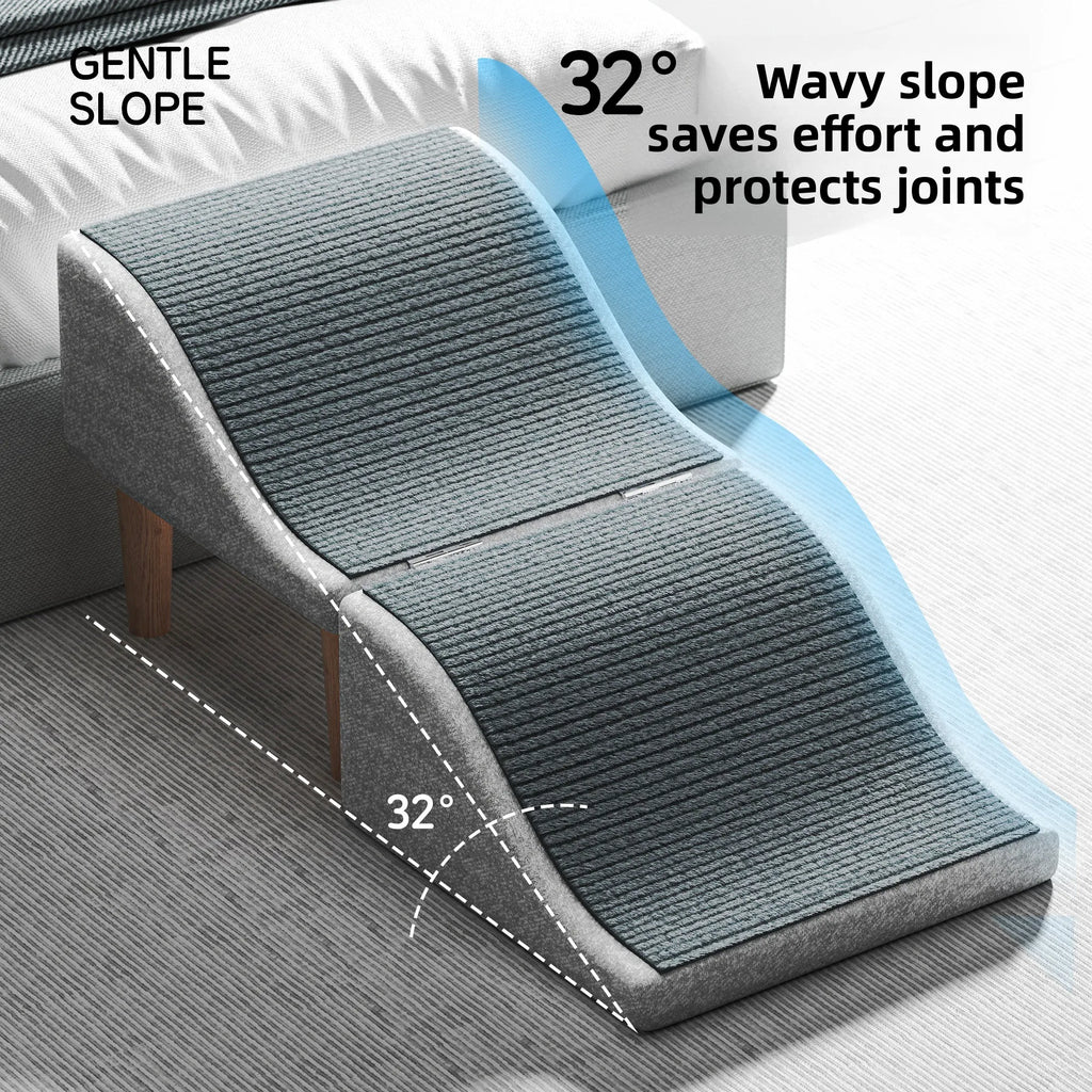 Adjustable Pet Steps for Dogs Foldable Ramp Ladder Bed Couch Climbing Aid Safe Sturdy