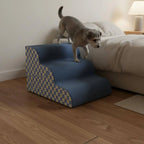 Transformable Pet Stairs Ramp Cleanable Cover Foldable Pet Ramp Three-Tier Dog Stairs Non-Slip Surface for Older Animals