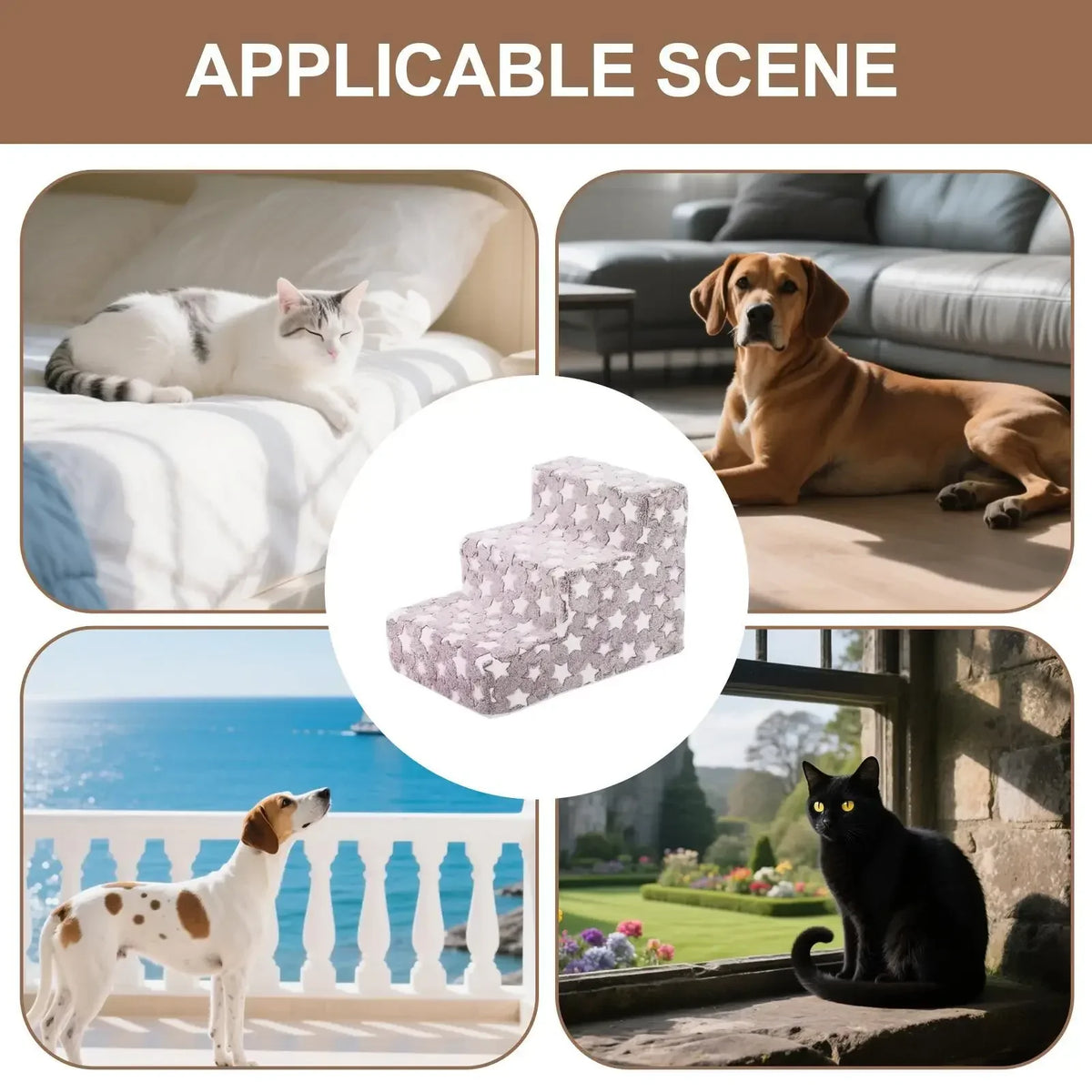 3-Step Dog Stairs with Non-Slip Surface Removable Cat Ramp Sofa Bed Ladder for Easy Climbing in Bedroom And Living Room