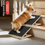 Foldable Wood Pet Ramp Non-Slip Striped Steps Adjustable Cat & Dog Ladder for Bed Access Portable Climbing Aide for Elderly Pets
