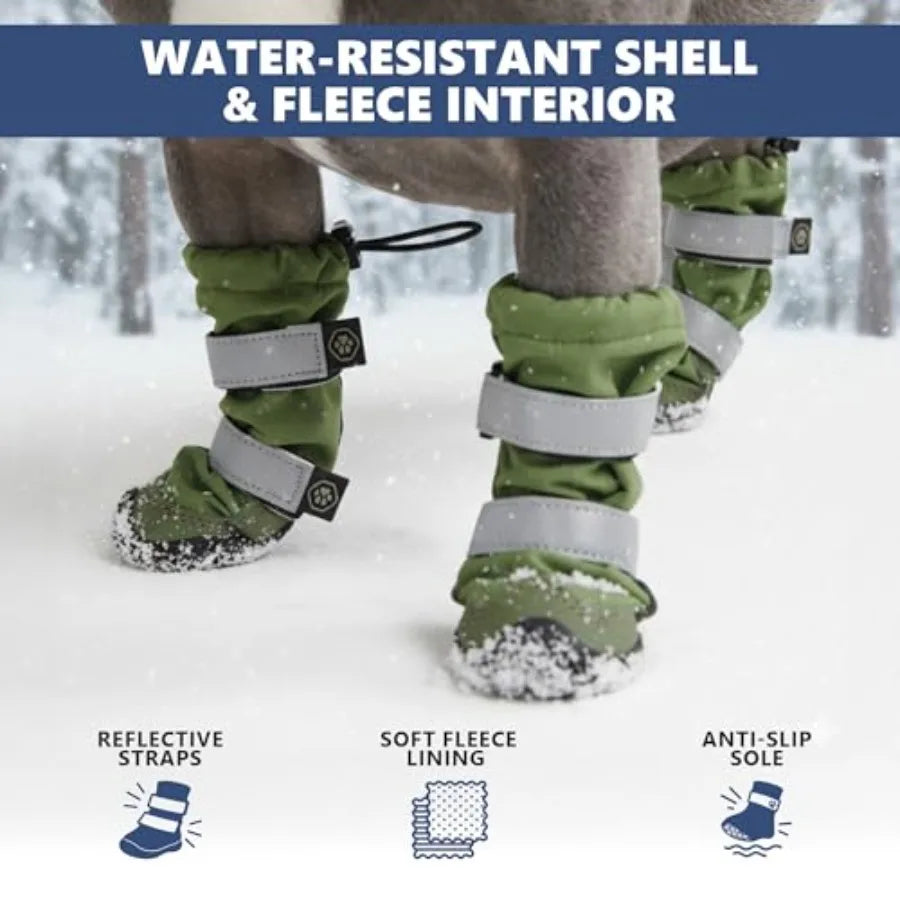 Dog Rainboots Waterproof Dog Shoes for Medium to Large Dogs Non Slip Dog Booties and Paw Protectors - 4PCS Doggie Hiking Boots