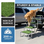 Dog Stairs for Car, 4 Steps Extra Wide Foldable Dog Ramp for Large Dogs with Non-Slip Surface, Portable Lightweight Pet Stairs Ladder for Car, SUV, Truck, High Bed, Sofa, Support up to 200 lbs
