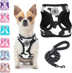 Step-In Dog Harness & Leash Set in Various Patterns – Reflective No Pull (XS- XL)