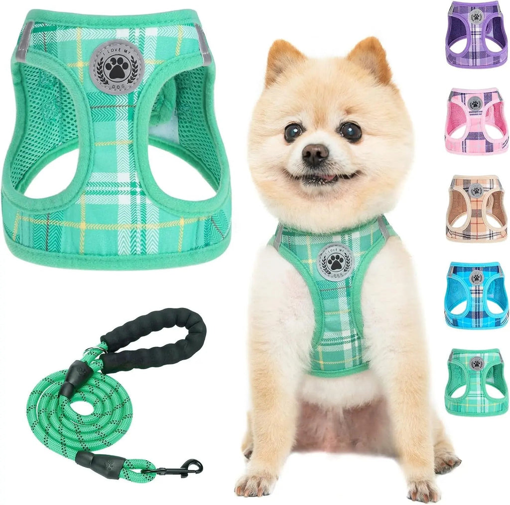 Step-In Dog Harness & Leash Set in Various Patterns – Reflective No Pull (XS- XL)