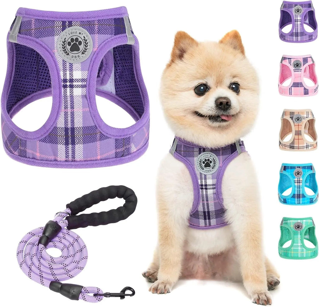 Step-In Dog Harness & Leash Set in Various Patterns – Reflective No Pull (XS- XL)