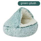 Semi-Enclosed Long Plush Pet Bed — 5 Colors, 4 Sizes
