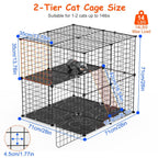 2Tier Cat Cage Playpen Indoor Pet Enclosures Kitten Kennel House Detachable Cat Crate with Climbing Ladder 2 Doors for 1-2 Cats for Ferret Squirrel Sm
