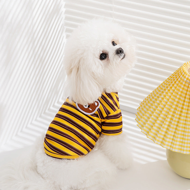 Dog Clothes, Autumn And Winter Striped Animal Base Shirts, Teddy Bichon Frise, Small And Medium-sized Dog, Cat Two-legged Pet Clothes