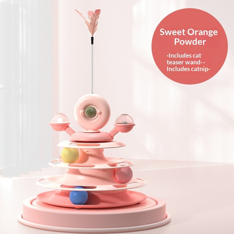 Stylish And Personalized Four-Layer Track Cat Toy