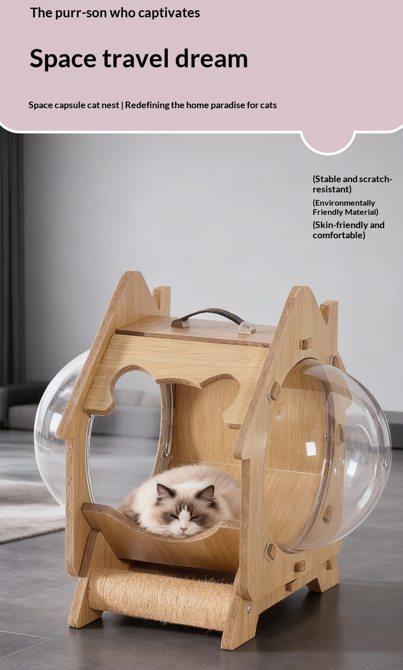 Transparent Capsule Extra-Large Bed Multi-Functional Scratching Post Cat House