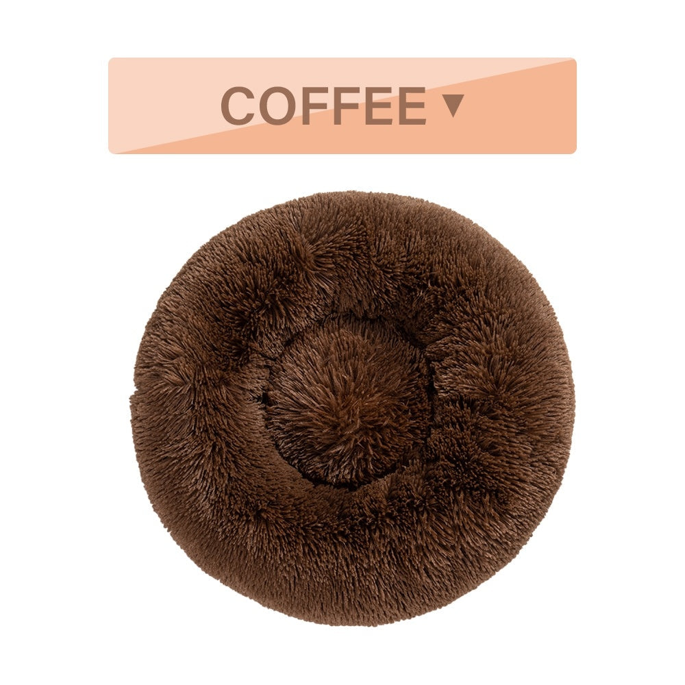 Fluffy Donut Calming Pet Bed — 16 Colors, Sizes S–XL