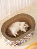 Wear-Resistant Cat Scratching Lounge Bed with Cartoon Design